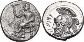 Greek Asia. Cilicia, Tarsos. Pharnabazos, Persian military commander (380-374/3 BC). AR Stater. Obv. Baaltars seated left, holding sceptre topped by e...