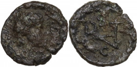 Ostrogothic Italy, Athalaric (526-534). AE Nummus, in the name of Justinian I, Rome mint. Obv. Diademed, draped and cuirassed bust right. Rev. Monogra...