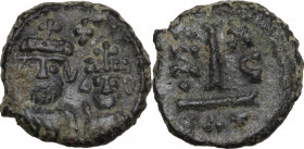 Heraclius, with Heraclius Constantine (610-641). AE Decanummium. Catania mint. Dated RY 16 (625/6). Obv. Crowned, draped, and cuirassed busts of Herac...