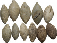 Lot of 11 lead slingshot bullets. Greek period.