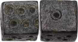Bronze dice. Roman empire, 1st-3rd century AD. 7 mm. 2.31 g.