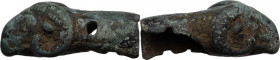 Bronze petera handle with ram's head terminal. Roman period, 1st century AD. L: 68 mm.