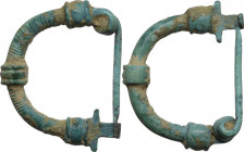 Bronze fibula. Roman period, 1st - 2nd century AD. 20 x 16 mm.
