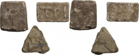 Lot of 3 weights with inscriptions. Roman period. 38 x 33 mm, 40 x 25 mm, 35 x 35 x 35 mm.