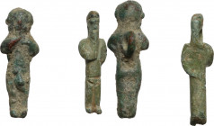 Lot of 2 votive figures of Arpokrates Roman period, 1st- 3rd century AD. H: 25 mm, 27 mm.