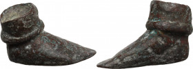 Bronze foot. Roman period, 1st-3rd century AD. 32 x 19 mm.