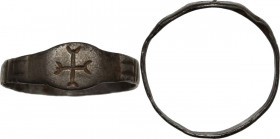 AR Ring, bezel engraved with cross. Byzantine, 6th-9th century. Inner diameter 20 mm.
