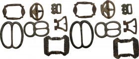 Medieval. Lot of seven (7) AE belt buckles. AE.