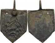 Bronze horse harness pendant. Medieval. 37 x 23 mm.