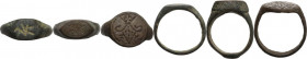Lot of 3 bronze rings. Medieval period. Sizes: 18.00 mm, 17.00 mm, 16.00 mm.