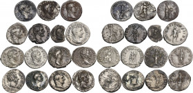 The Roman Empire. Multiple lot of fifteen (15) unclassified AR Coins (14 Denarii and Quinarius of Vespasian). AR. Noted Vitellius.