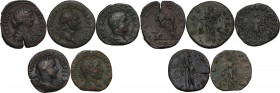 The Roman Empire. Multilpe lot of five (5) unclassified AE Sestertii. AE.