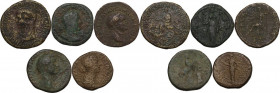 The Roman Empire. Multilpe lot offive (5) unclassified AE Sestertii. AE. Noted Sestertius of Drusus.