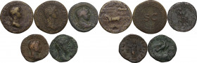 The Roman Empire. Multilpe lot of five (5) unclassified AE Sestertii. AE. Noted two Sestertii of Agrippina.