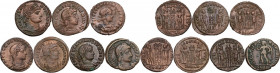 The Roman Empire. Lot of 7 AE denominations, including: Valentinian, Constantine I and Constantine II. Good VF:VF:About VF.