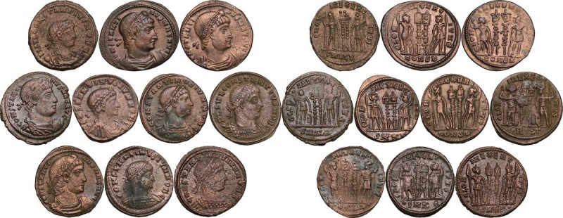 The Roman Empire. Lot of 10 AE denominations, including: Constantine I, Constant...