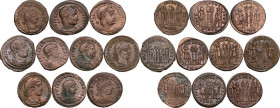The Roman Empire. Lot of 10 AE denominations, including: Constantine I, Constantine II and Constantius II. About EF:Good VF:VF.