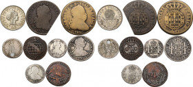 Multiple lot of nine (9) AR/AE coins. Brazil, Mexico, Bolivia and Perù. AR/AE.