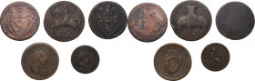 Multiple lot of five (5) items: four (4) AE Halfpennies and one (1) AE Farthing Token. AE. Nice and interesting.