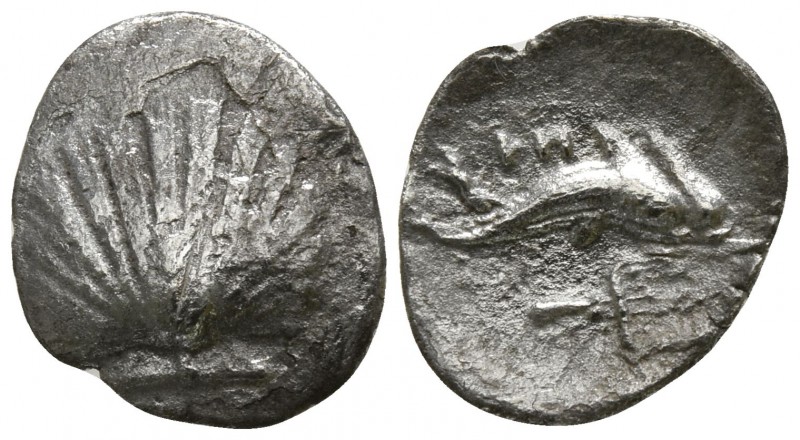 Calabria. Tarentum circa 325-280 BC.
Litra AR

11mm., 0,54g.

Cockle shell ...