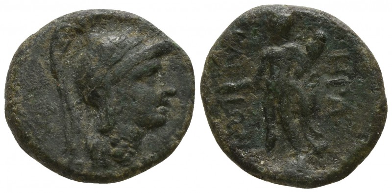 Lucania. Herakleia circa 281-100 BC.
Bronze Æ

13mm., 1,94g.

Helmeted head...