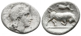 Lucania. Thourioi circa 281-268 BC. Diobol AR