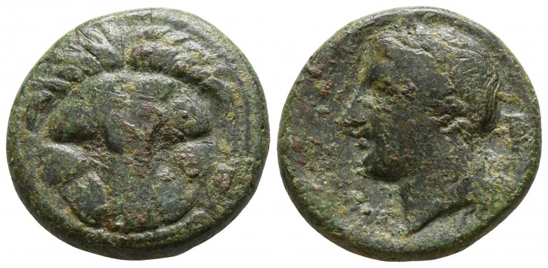 Bruttium. Rhegion circa 415-387 BC.
Bronze Æ

25mm., 9,08g.

Facing lion’s ...