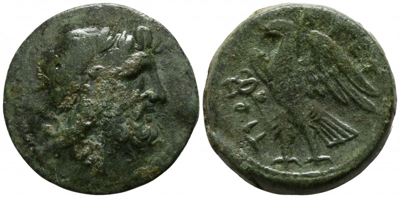 Bruttium. The Brettii circa 214-211 BC.
Unit AE

21mm., 7,62g.

Laureate he...