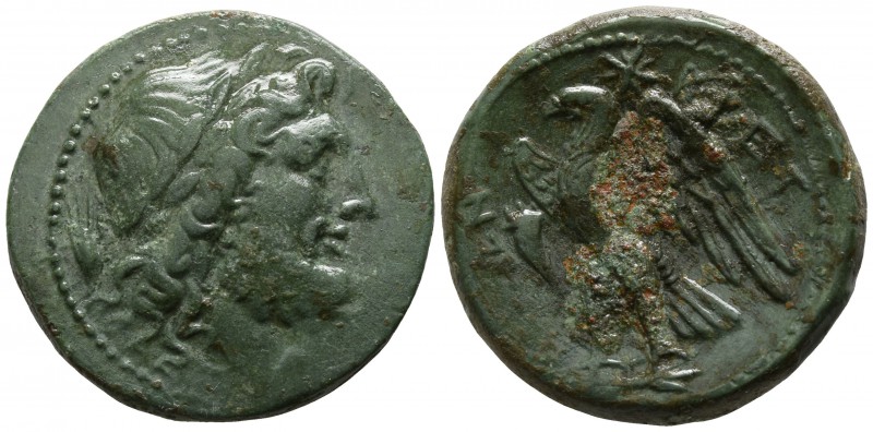 Bruttium. The Brettii circa 214-211 BC.
Reduced Uncia Æ

22mm., 8,72g.

Lau...