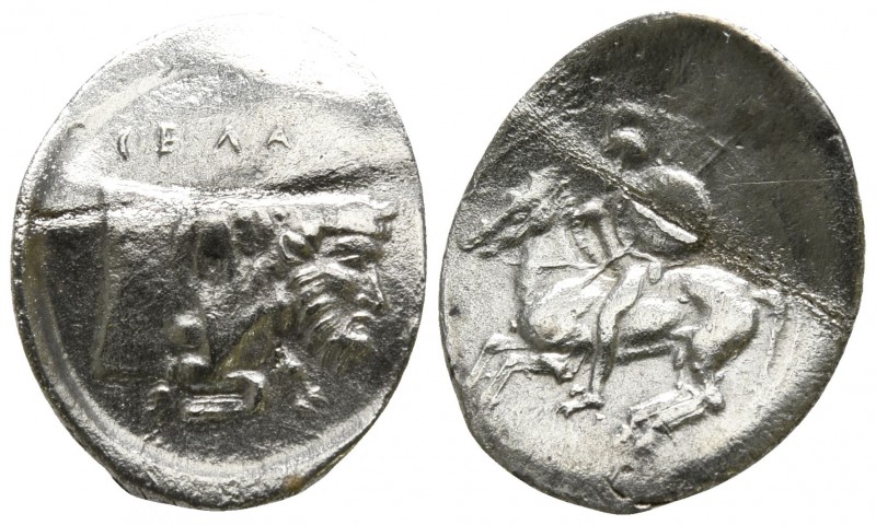 Sicily. Gela circa 430-425 BC.
Litra AR

14mm., 0,66g.

CEΛA, forepart of m...