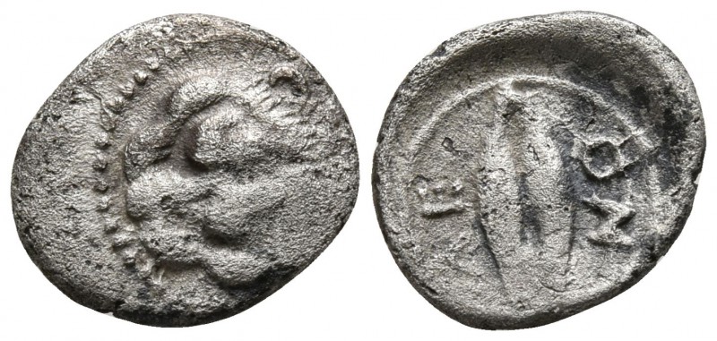 Sicily. Leontinoi circa 476-466 BC.
Litra AR

9mm., 0,68g.

Facing lion’s s...