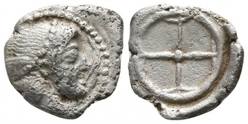 Sicily. Syracuse. Hieron I. 478-466 BC.
Litra AR

8mm., 0,57g.

Diademed he...