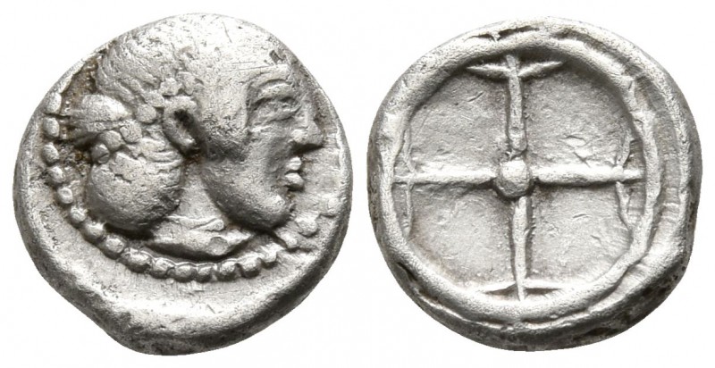 Sicily. Syracuse. Hieron I. 478-466 BC.
Litra AR

8mm., 0,69g.

Diademed he...