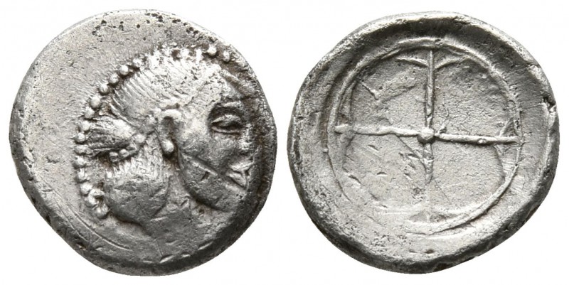 Sicily. Syracuse. Hieron I. 478-466 BC.
Litra AR

8mm., 0,63g.

Diademed he...