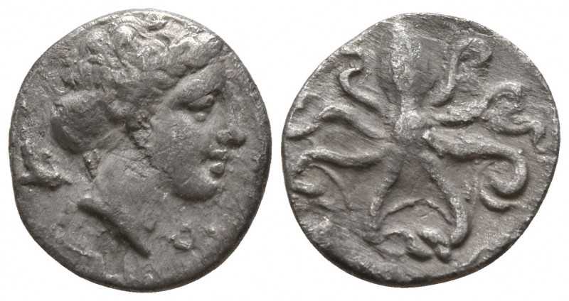 Sicily. Syracuse. Second Democracy 466-405 BC.
Litra AR

9mm., 0,64g.

Head...