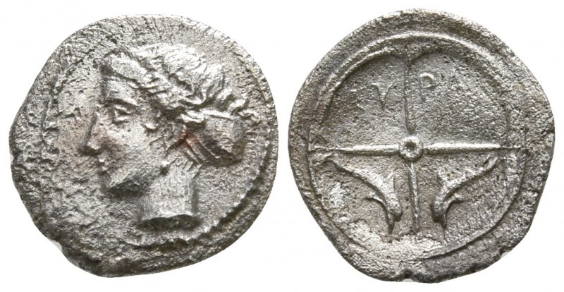 Sicily. Syracuse circa 415-405 BC.
Hemilitron AR

9mm., 0,36g.

Head of Are...