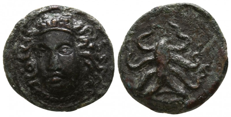 Sicily. Syracuse. Dionysios I. 405-367 BC.
Tetras Æ

12mm., 1,78g.

Three-q...