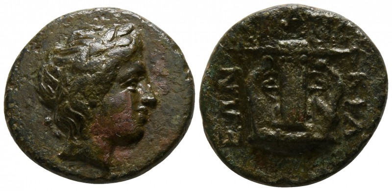 Macedon. Chalkidian League. Olynthos circa 432-348 BC.
Bronze Æ

15mm., 3,81g...