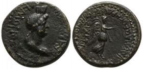 Phrygia. Akmoneia  . Pseudo-autonomous issue AD 54-69, (struck under Archiereus Servinius Capito and his wife, Archiereia Julia Severa). Bronze Æ