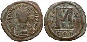 Justinian I. AD 527-565, (dated RY 13=AD 539/40). Constantinople. Follis Æ