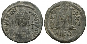 Justinian I. AD 527-565, (dated RY 22=AD 548/9). Nikomedia. Follis Æ
