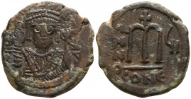 Tiberius II Constantine AD 578-582, (dated RY 7=AD 580/1).. Constantinople. Follis Æ