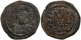 Maurice Tiberius. AD 582-602, (dated RY 8=AD 589/90). Constantinople. Follis Æ