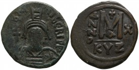 Maurice Tiberius. AD 582-602, (dated RY 10=AD 591/592).. Cyzicus. Follis Æ