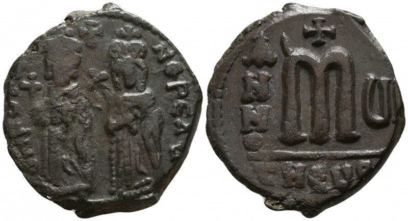 Phocas, with Leontia AD 602-610, (regnal year 6 = AD 607-608). Theoupolis (Antio...