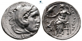 Kings of Macedon. Teos. Alexander III "the Great" 336-323 BC. Posthumous issue struck under Menander or Kleitos, circa 323-319 BC. Drachm AR