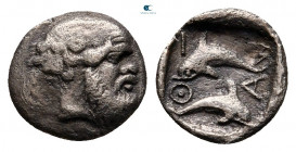 Islands off Thrace. Thasos circa 411-404 BC. Hemiobol AR