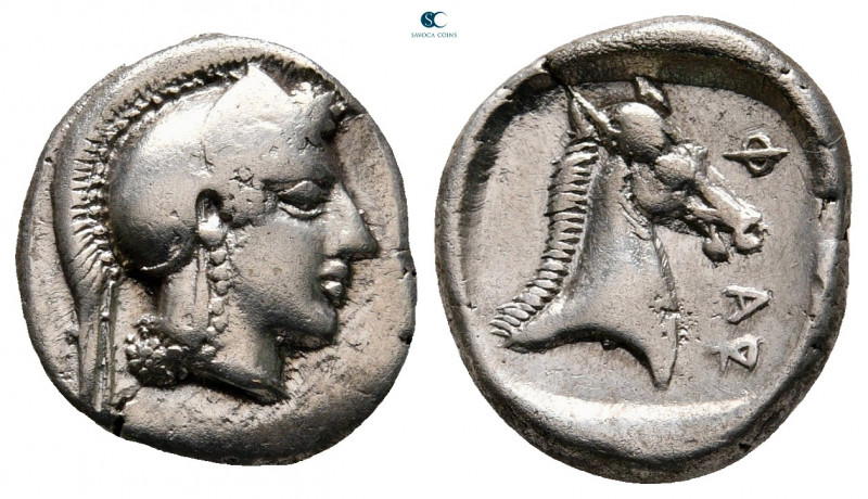 Thessaly. Pharsalos circa 440-420 BC. 
Hemidrachm AR

14 mm, 2,98 g

Head o...