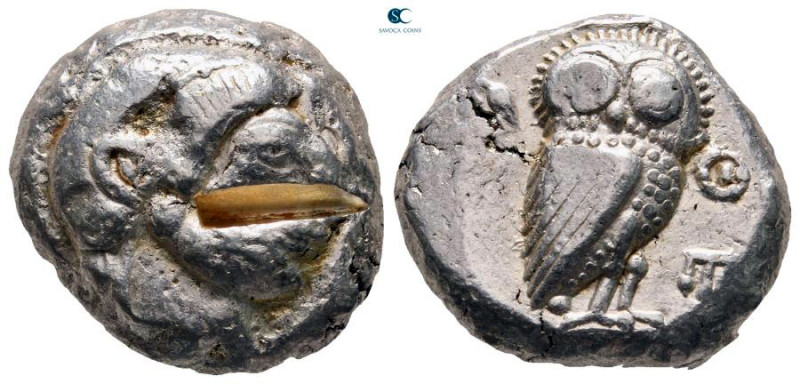 Attica. Athens circa 485-480 BC. 
Tetradrachm AR

21 mm, 17,42 g

Head of A...