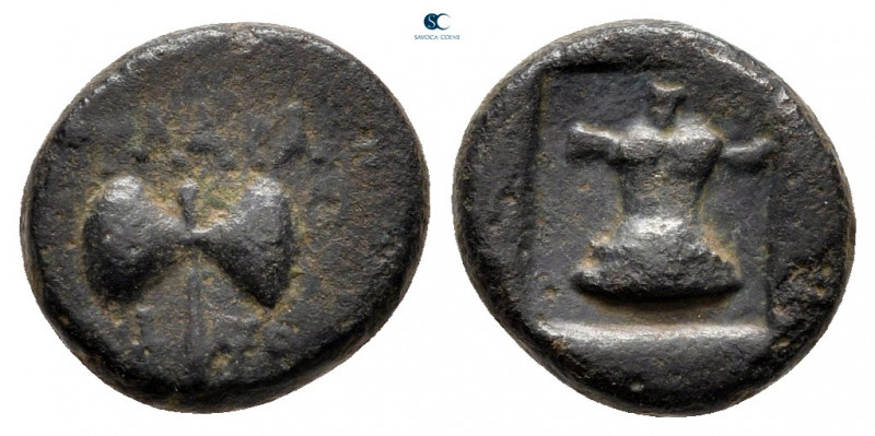 Caria. Aphrodisias Plarasa circa 100-0 BC. 
Bronze Æ

11 mm, 1,41 g

ΠΛAPA ...